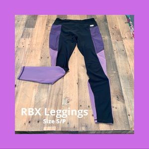 RBX Active Leggings in Black and Purple Size S.